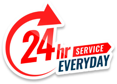 24 hour everyday service badge
